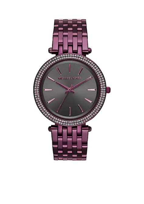 michael kors womens darci plum ip three hand watch